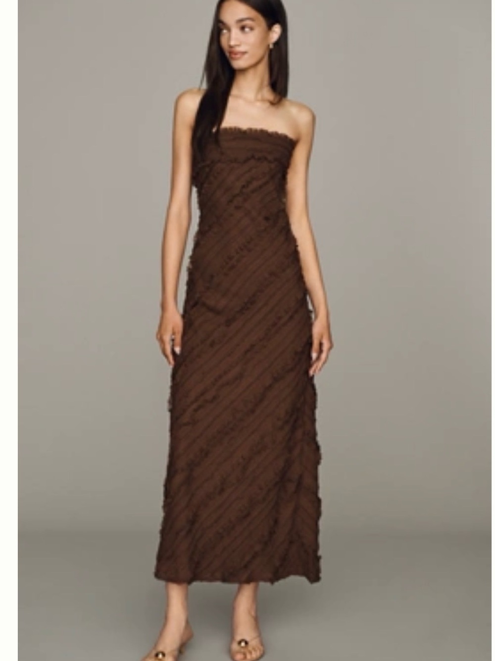NWT Anthropologie strapless Ruffle-Detail Maxi Dress